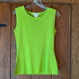Misook Petite Lime Green Sleeveless Classic Knit Tank Top Size XXS